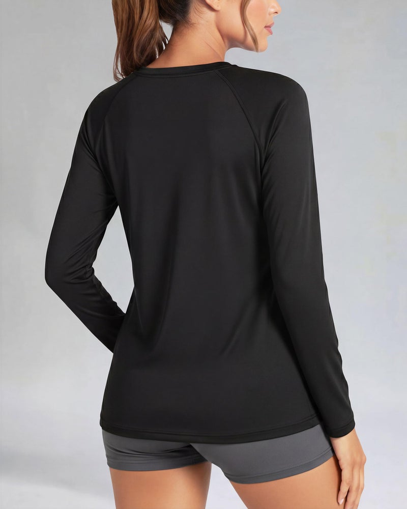 Boladeci Rash Guard for Women Black Long Sleeve Swim Shirts SPF UPF 50 Sun Protection Workout Tops Lightweight M - Image 2